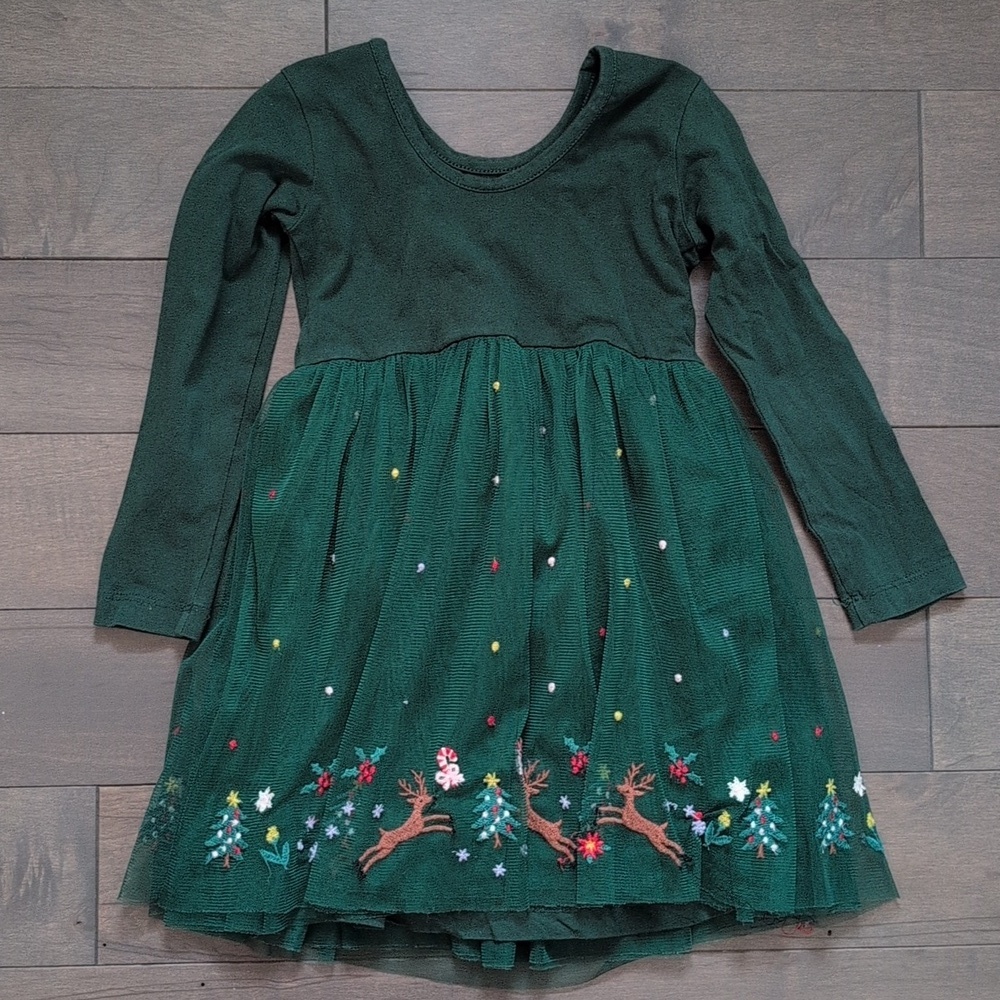 Hanna Andersson 3T Holiday Reindeer Embroidered Dress - Picture 7 of 8